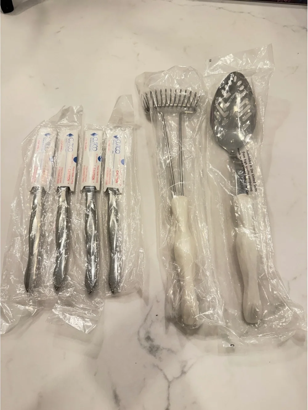 New Cutco 6 Pc Lot Set 4 Table Knives Whisk Mix-Stir Slotted Spoon